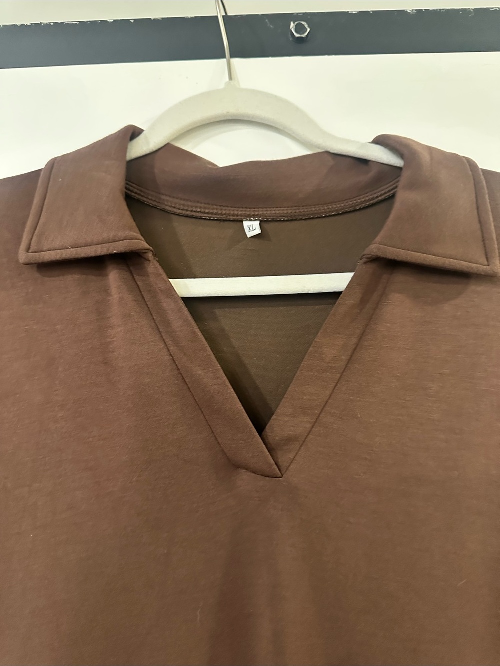 Casual V-Neck Maxi Shirt Dress in Chocolate Brown - Picture 6 of 10